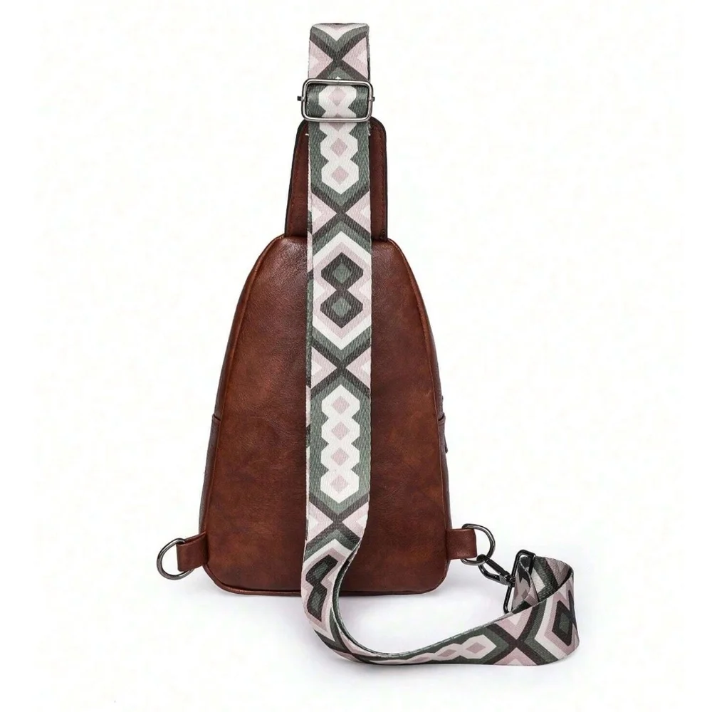 Luxe Vegan Leather Zip up Crossbody Back Pack Bag - Picture 10 of 16